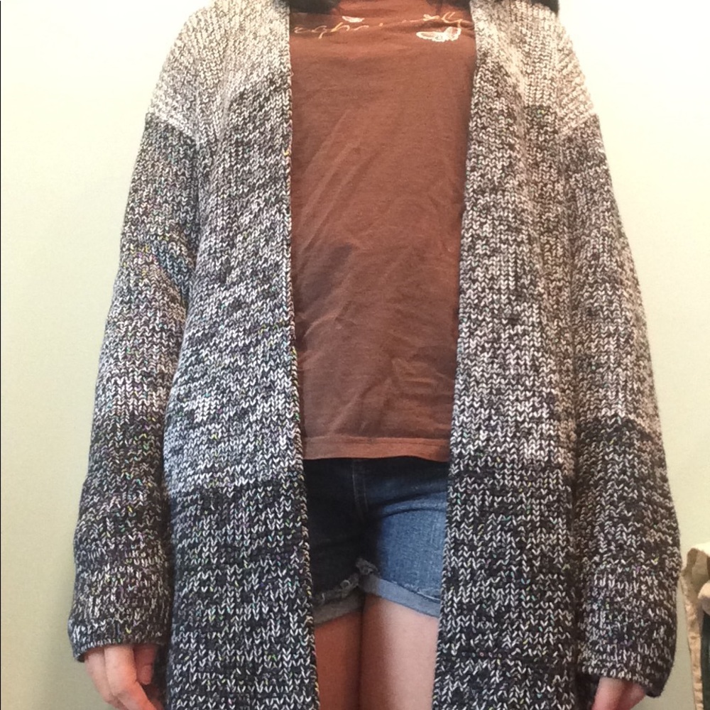 Ann Taylor Ombre Cardigan | Black & White Knit - Picture 2 of 7